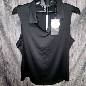 TBY Black Sleeveless Polo Golf Tank Top Women's Athleisure Casual Sporty NWT